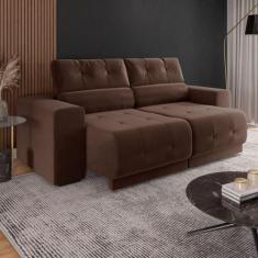 Sofá Retrátil Reclinável 3 Lugares 3080 Tecido Veludo Tabaco - MAMFLEX