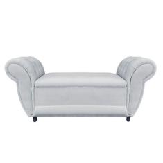 Divã Recamier Com Baú Grécia 1,55 Cm Suede Cinza - Neros Interiores