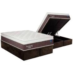 Conjunto Box Baú King: Colchão Molas Plumatex Superlastic DuroSpring + Base CRC Suede Brown (193x203)
