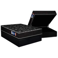 Conjunto Box Baú Casal: Colchão Espuma Plumatex D28 Isopluma + Base Crc Suede Black (138x188)