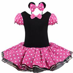 Vestido Fantasia Infantil de Festa Halloween Carnaval da Minnie Vermel