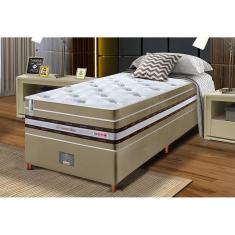 Conjunto Cama Box Solteiro De Molas Ensacadas Cama Inbox Select Euro Soft 88x188x71 Bege
