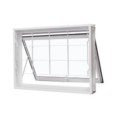 Janela De Aço Maxim-ar 60x60cm Com Grade Quadriculada E Vidro Liso Qualitysol Ramassol Branco