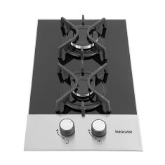 Cooktop 2 Bocas Suggar Ferro Fundido Preto Com Inox à Gás FG2002FVPIX Bivolt