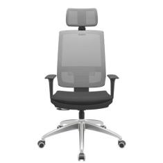 Cadeira Office Brizza Tela Cinza Com Encosto Assento Aero Preto RelaxP
