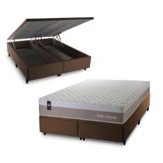 Conjunto Box Baú Marrom Sheffield Bege 193x203x72 c/ Molas Ensacadas