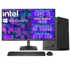 Computador Completo 3green Desktop Intel Core i5 16GB Monitor 21.5" Full HD HDMI HD 500GB Windows 10 3D-118
