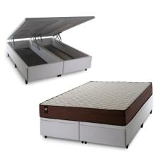 Conjunto Box Baú Atlanta Marrom 158x198x69 Espuma D45 - King House