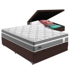 Cama Box Baú Casal E Colchão Molas Ensacadas Berlim Probel Marrom