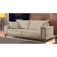 Sofá Fixo 3 Lugares Luxo 220 Cm Aquiles Bege - Castellar Móbile