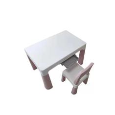 Lindo Conjunto Mesa E 1 Cadeira Rosa Com Gaveta Embutida