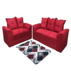 Jogo de Sofá de 2 e 3 lugares Porto Vermelho Suede