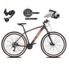 Bicicleta Aro 29 Ksw Xlt Deore E Altus 27v Freio Hidráulico Garfo Trava Pneu Faixa Bege - Preto-laranja Tam.21