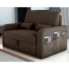 Sofá Cama Com Baú Luka Veludo Marrom
