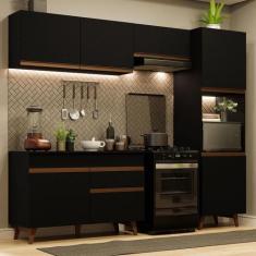 Armário de Cozinha Completa 250cm Preto Reims Madesa 06, Preto