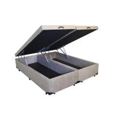 Cama Box Baú Queen Bipartido 158 Bello Box - Suede Bege, 3 meses