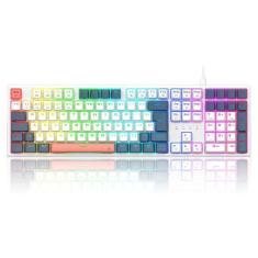 Teclado Mecânico Redragon Trundle RGB ABNT2 Branco e Azul Switch Marro