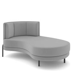 Sofá Chaise Longue Living Lucca Direito D02 Veludo Cinza C-317