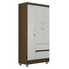 Guarda Roupa Solteiro Lohaine 3 Pts Cedro/ Off White - A Móveis Arapon