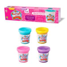 Kit Massinhas Divertidas Com Glitters 4 Potes 50G - Divertoys