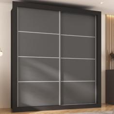 Guarda-roupas Casal 2 Portas de Correr 4 Gavetas Chicago Multimóveis Mp4315 Grafite