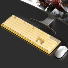 Teclado e mouse retroiluminados sem fio, tamanho completo, entrada silenciosa, ângulo de inclinação ergonômico, modo de suspensão, teclado de computador recarregável de 2,4 G e conjunto de mouses