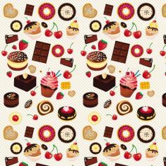 Papel Parede Doces Coloridos Chocolate Cupcake Autocolante