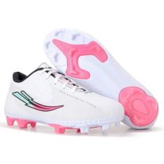 chuteira cano baixo campo do 36 ao 43 - impulso, Branco rosa, 36