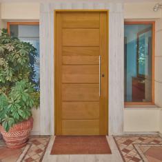 Kit Porta de Madeira bbb 210x82cm Batente 14cm Fechadura Rolete Rodam