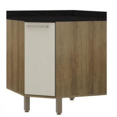 Balcão Canto Diagonal Com Tampo 1 Porta Luciane Isis Avela/mocca