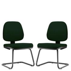 Kit 02 Cadeiras Para Escritório Job Fixa Suede Verde Musgo - Lyam Deco