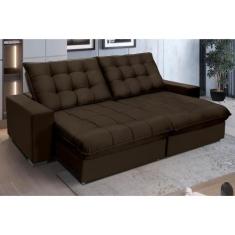 Sofá Retrátil E Reclinável 2,50m Suede Califórnia Marrom Café - Sofá C