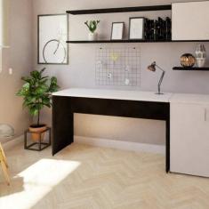 Escrivaninha Mesa Escritório 120cmx47cm 120cm Preto E Branca - Bramov 