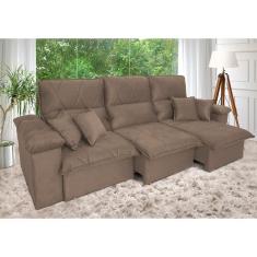 Sofá Retrátil Reclinável Trento 2,30m Suede Velut Bege c/ Molas no Assento - King House
