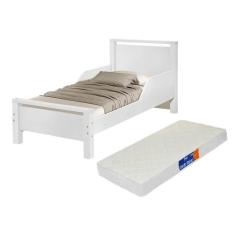 cama pequena infantil juvenil branco com colchão pes de madeira
