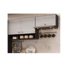 Armário Aéreo de Cozinha 3 Portas Atenas GraLar Grafite/Snow