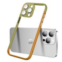 Capa para iPhone 14 com moldura de cor dupla à prova de choque, capa protetora de câmera, verde cáqui, para iPhone 14