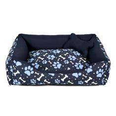 Cama para Cachorro ou Gato Tamanho Grande 70x55cm + Ossinho Marinho