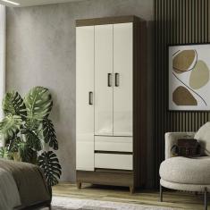 Guarda Roupa 3 Portas 2 Gavetas com Pés Fit Jequitibá/Off