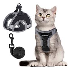 FAYOGOO Conjunto de arnês para gatos, coleira e arnês para gatos, à prova de fuga, arnês para gatos pequenos/cães pequenos, peitoral e coleira para gatinhos grandes/filhotes, peitoral para gatos P-2GG