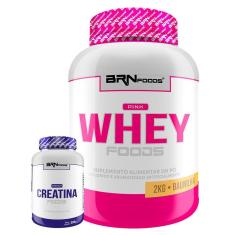 Kit - Whey Protein Pink Whey Protein 2kg + PREMIUM Creatina 300g - BRN Foods-Unissex