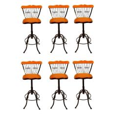 Kit 6 Banquetas Bistrô Alta Giratória