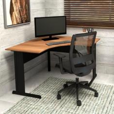 Escrivaninha p/ Escritório em L 120cm x 60cm Pés metal F5 - F5 Office 