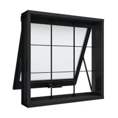 Janela de Aço Maxim-ar com Grade Quadrada 50x50cm Aço Pronto Riobras