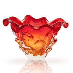 Vaso Em Cristal Murano Vermelho E Âmbar - São Marcos