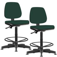Kit 02 Cadeiras Caixa Alta Giratória Job Suede Verde Musgo - Lyam Deco