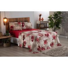 Jogo de Lençol Casal Queen 4 Peças Percal 180 Fios - MIMIHOME, Vermelh