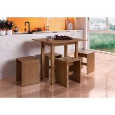 Conjunto Mesa Dobrável 4 Banquetas Baixas Ameixa Negra
