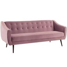 Sofa Cama 3 Lug Pes Tabaco 210 Cm 7019x1 Veludo Rosa Dmobiliario Rosa