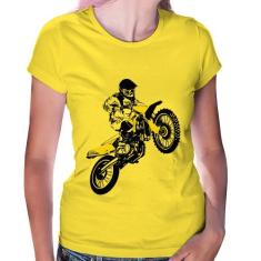 Baby Look Motocross Jump - Foca na Moda, Amarelo, GG